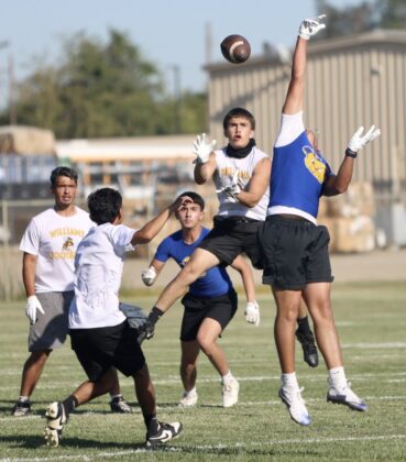 Williams&rsquo;s Asa Velazquez looks to make a catch against Pierce at a 7 v 7 on July 1 in Williams.